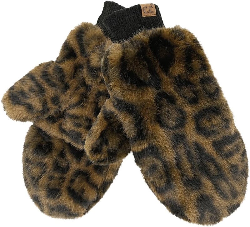 Cc Women's Faux Fur Wrist Length Fingerless Sherpa Lined Convertible Mittens Gloves - Image 1